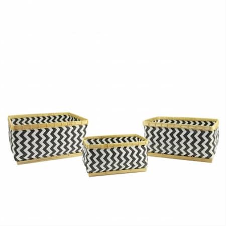 Northlight Seasonal Basic Luxury Gunmetal Gray and White Chevron Baskets 15 in. - 18 in. 31536682